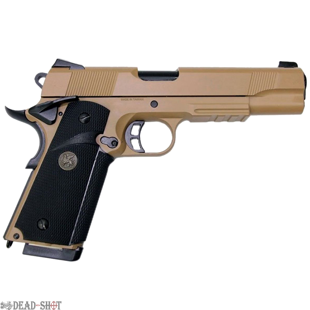 Страйкбольный пистолет KJW KP-07 Gas Tan (6 мм, Colt M1911, M.E.U.) Купить  в Москве. Цена в интернет магазине