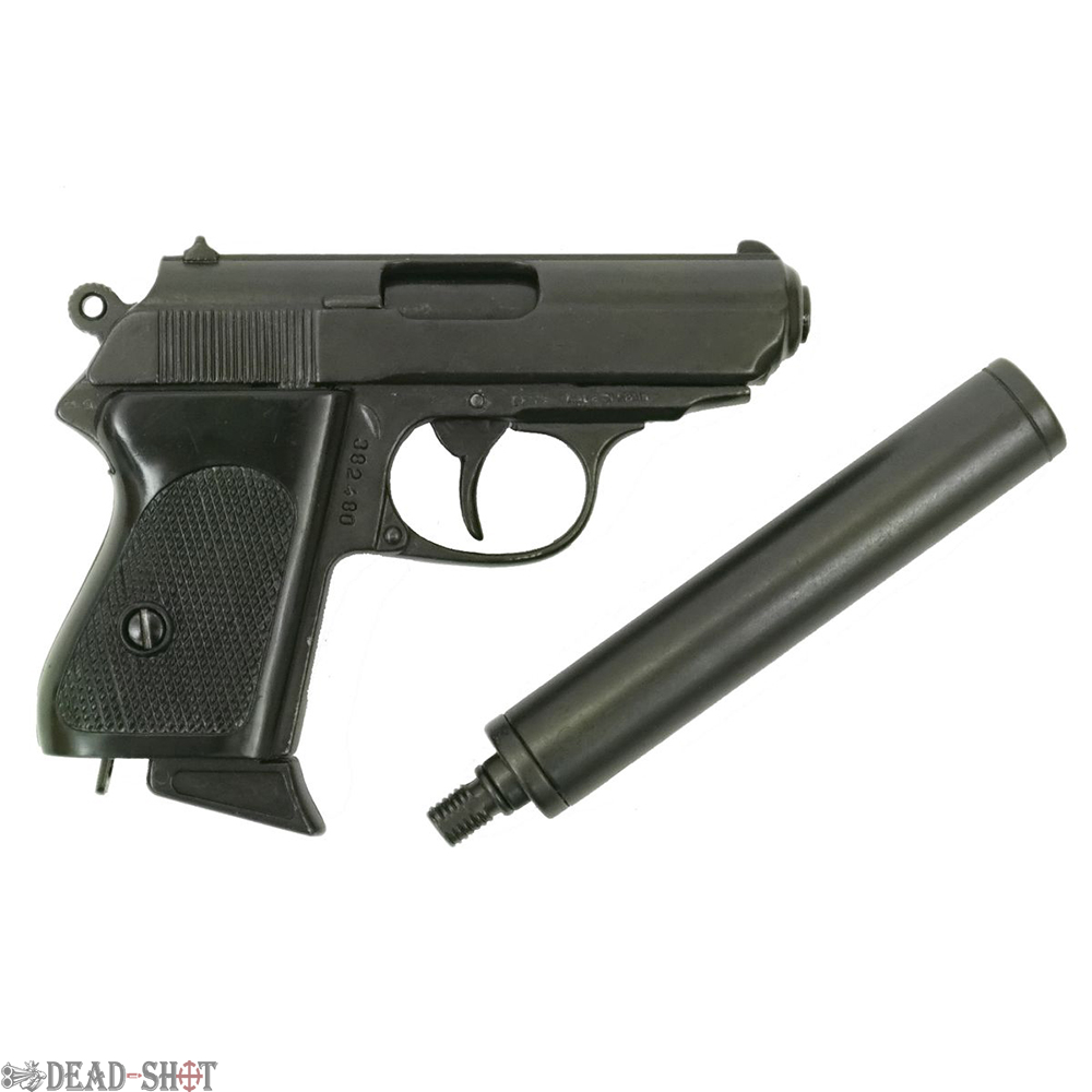 Макет пистолета Walther PPK Denix D7 / 1311 (ММГ, Германия, глушитель)  Купить в Москве. Цена в интернет магазине